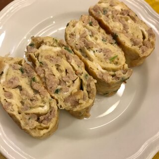 パクチー香る！ひき肉入り卵焼き